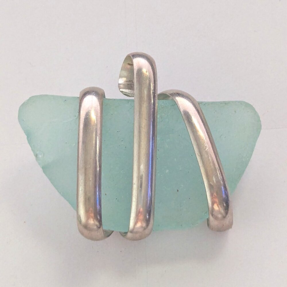 Artisan Sterling Silver *Tested* Heavy Wrapped Sea Glass Pendant